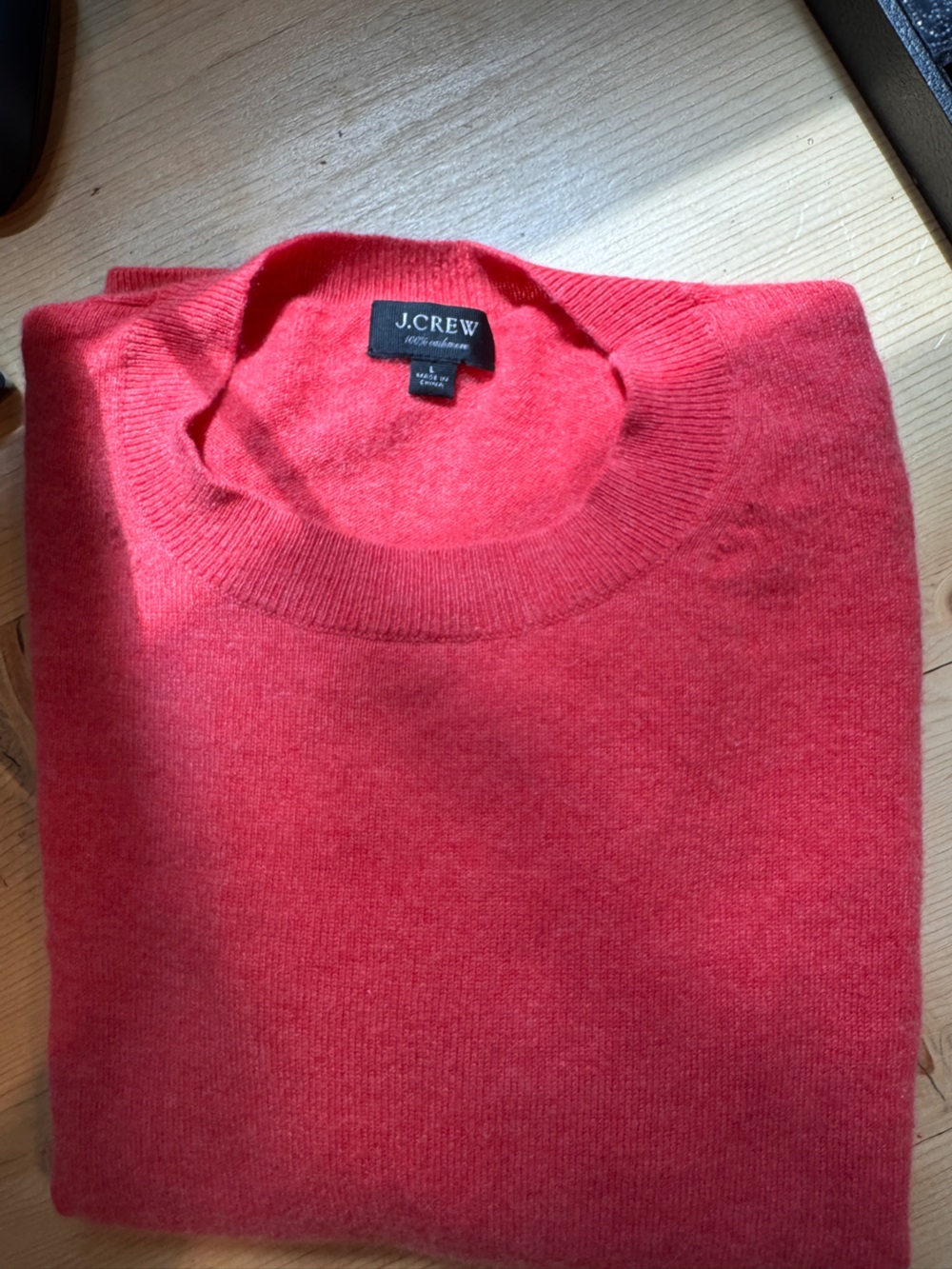 J Crew Everyday Cashmere Sweater Crewneck Women Size Large EUC Orange